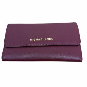 Michael Kors Jet Set Travel Large Trifold Wallet Merlot Leather 35S8GTVF7L